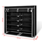 Fabric Shoe Cabinet with Cover 115 x 28 x 110 cm Black - Close-Up Angle