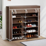 Fabric Shoe Cabinet with Cover 115 x 28 x 110 cm Brown