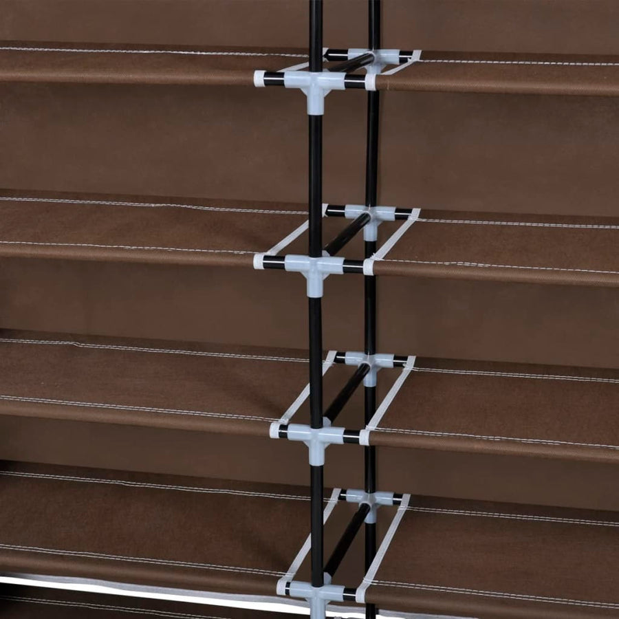 Fabric Shoe Cabinet with Cover 115 x 28 x 110 cm Brown