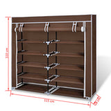 Fabric Shoe Cabinet with Cover 115 x 28 x 110 cm Brown - Low Angle