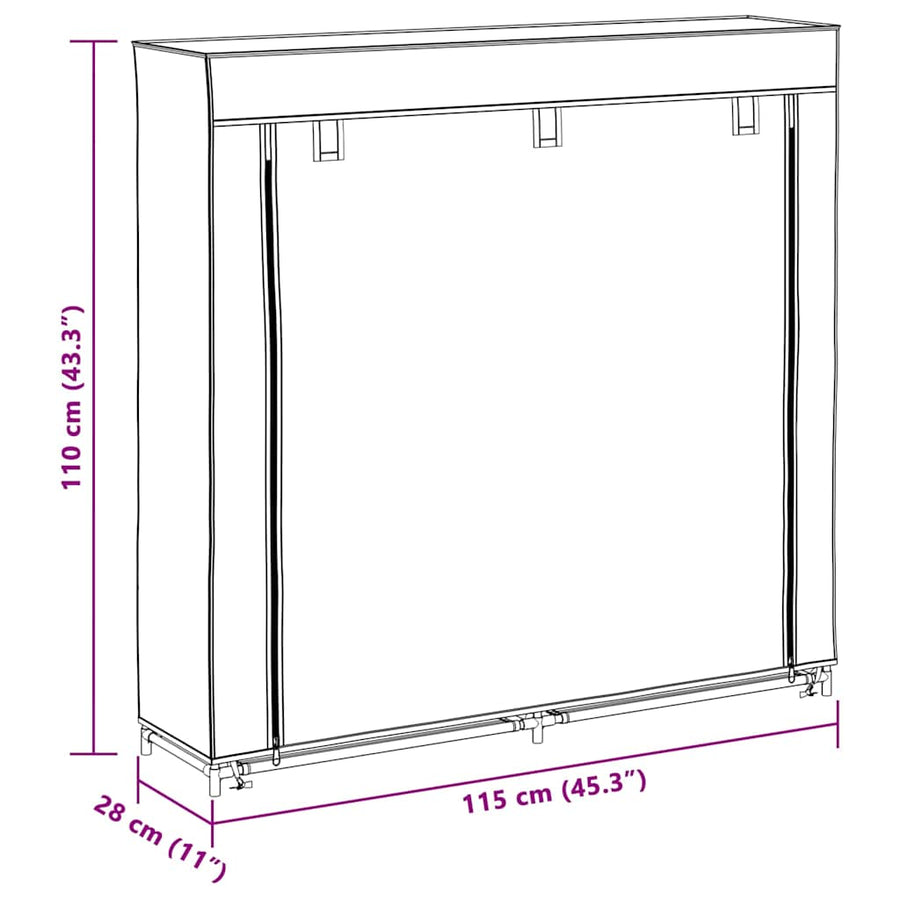 Fabric Shoe Cabinet with Cover 115 x 28 x 110 cm Brown