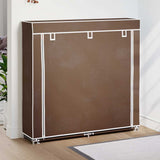 Fabric Shoe Cabinet with Cover 115 x 28 x 110 cm Brown