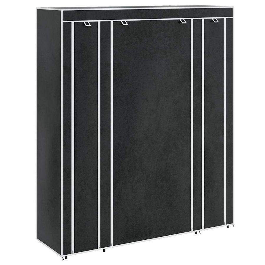 Fabric Wardrobe with Compartments and Rods 45x150x176 cm Black