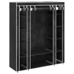 Fabric Wardrobe with Compartments and Rods 45x150x176 cm Black