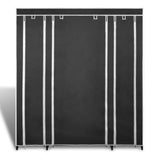 Wardrobe with Compartments and Rods 45x150x176 cm Black Fabric - Front View