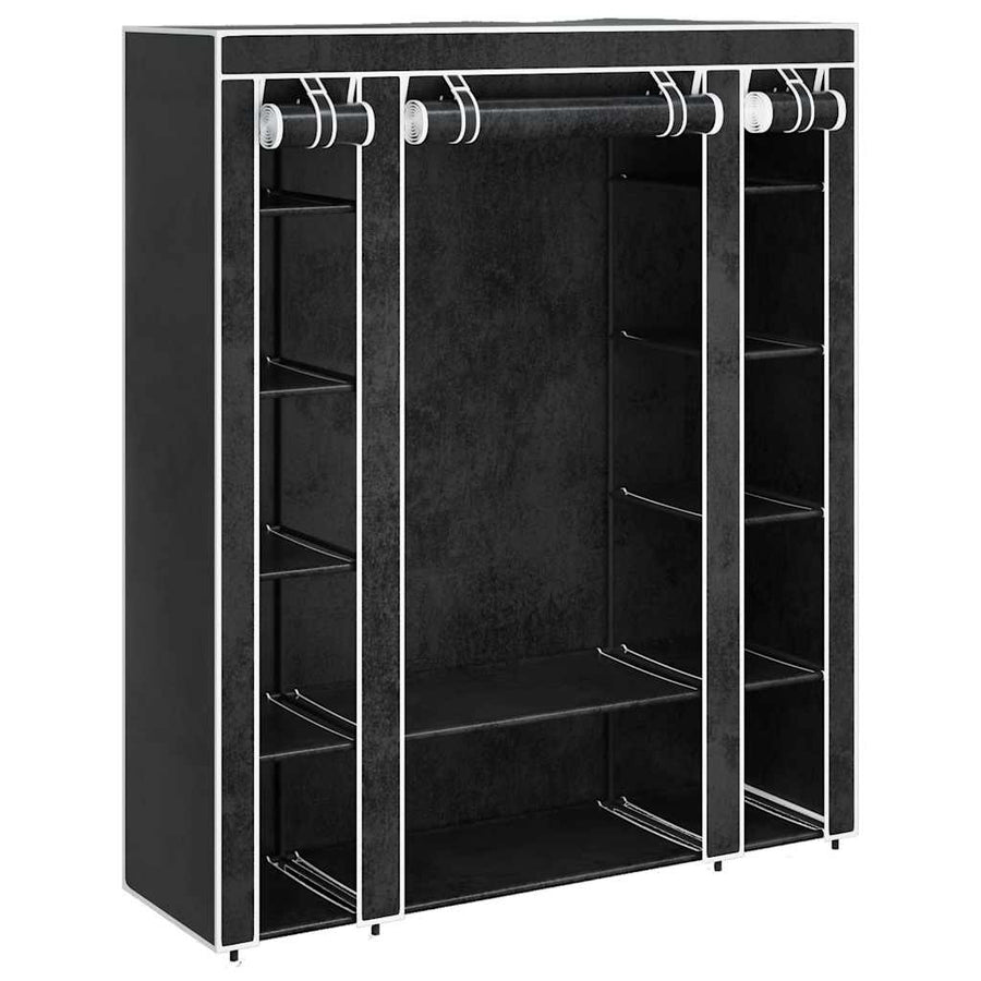 Fabric Wardrobe with Compartments and Rods 45x150x176 cm Black