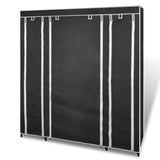 Wardrobe with Compartments and Rods 45x150x176 cm Black Fabric - Side View