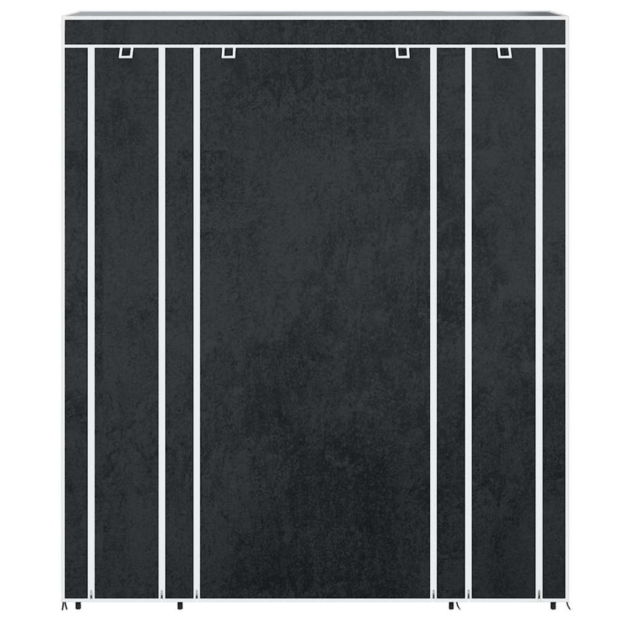 Fabric Wardrobe with Compartments and Rods 45x150x176 cm Black