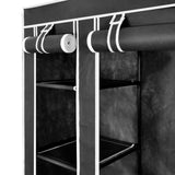 Wardrobe with Compartments and Rods 45x150x176 cm Black Fabric - Top-Down View
