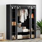 Fabric Wardrobe with Compartments and Rods 45x150x176 cm Black