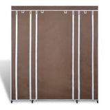 Wardrobe with Compartments and Rods 45x150x176 cm Brown Fabric - Front View