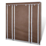 Wardrobe with Compartments and Rods 45x150x176 cm Brown Fabric - Side View