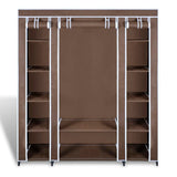 Wardrobe with Compartments and Rods 45x150x176 cm Brown Fabric - 45-Degree Angle