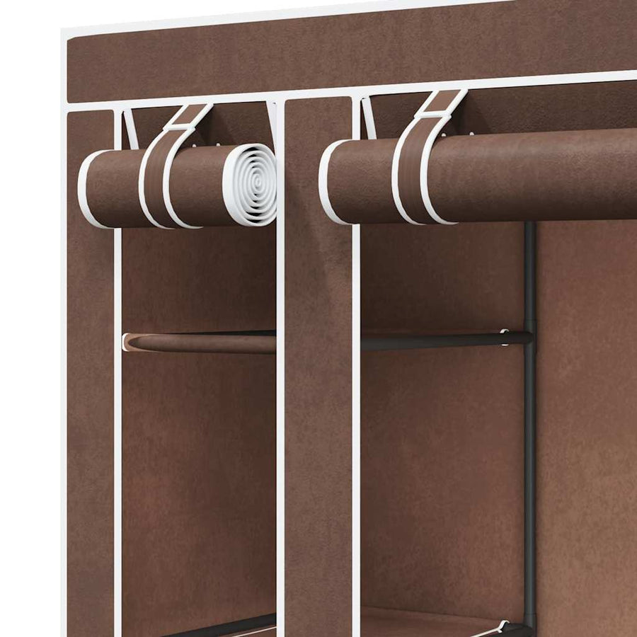 Fabric Wardrobe with Compartments and Rods 45x150x176 cm Brown