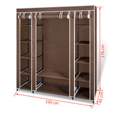 Wardrobe with Compartments and Rods 45x150x176 cm Brown Fabric - Close-Up Angle