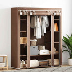 Fabric Wardrobe with Compartments and Rods 45x150x176 cm Brown