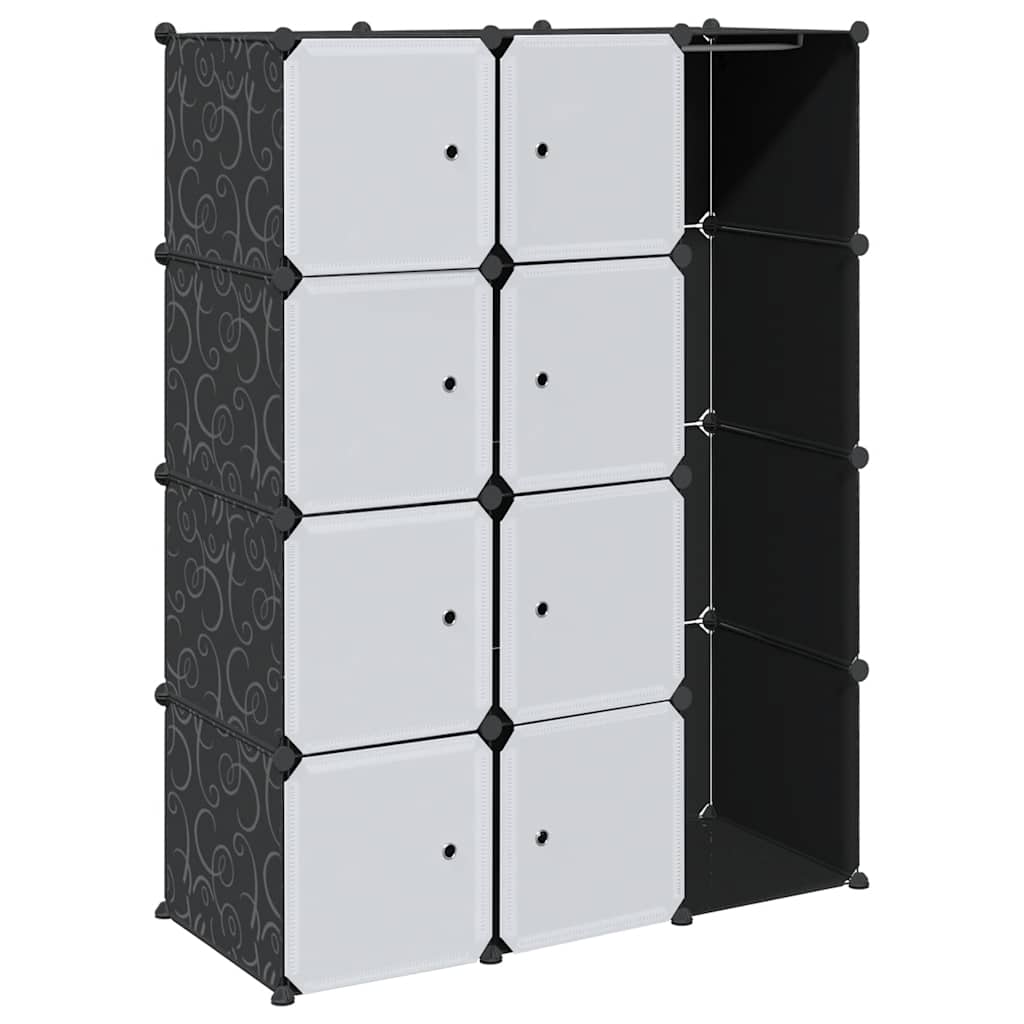 Modular Cabinet with 9 Compartments 109x36.5x143 cm Black and White