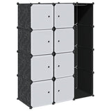 Modular Cabinet with 9 Compartments 109x36.5x143 cm Black and White - Front View
