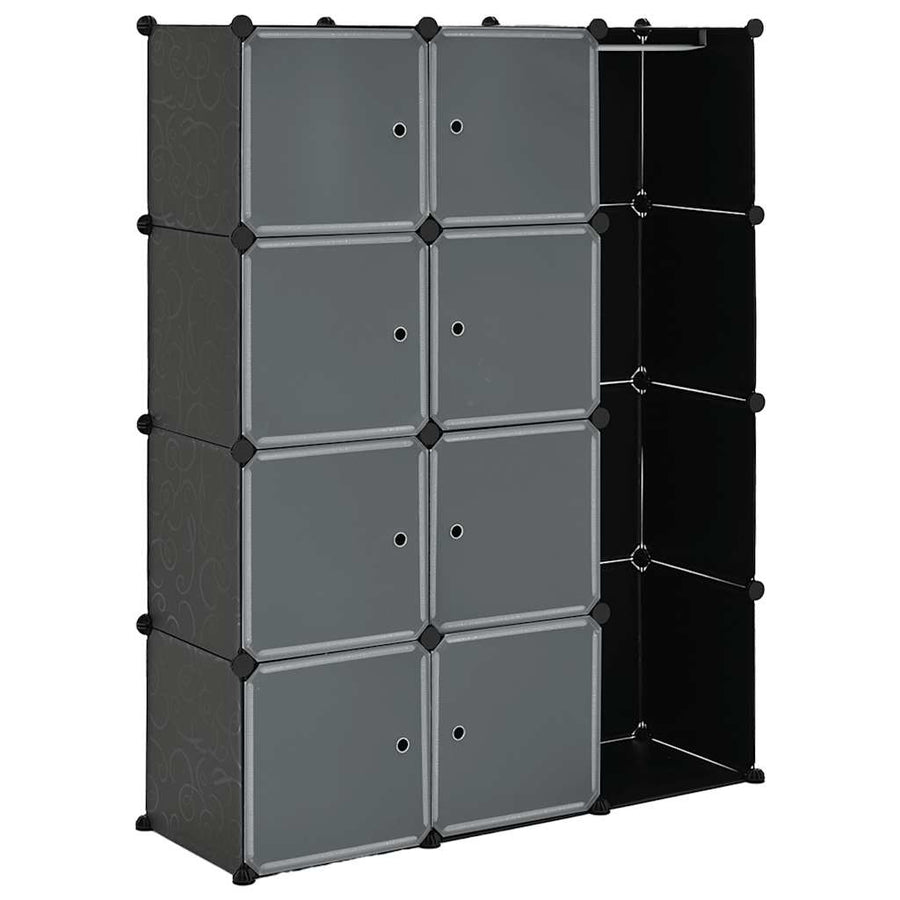 Modular Cabinet with 9 Compartments 109x36,5x143 cm Black and White
