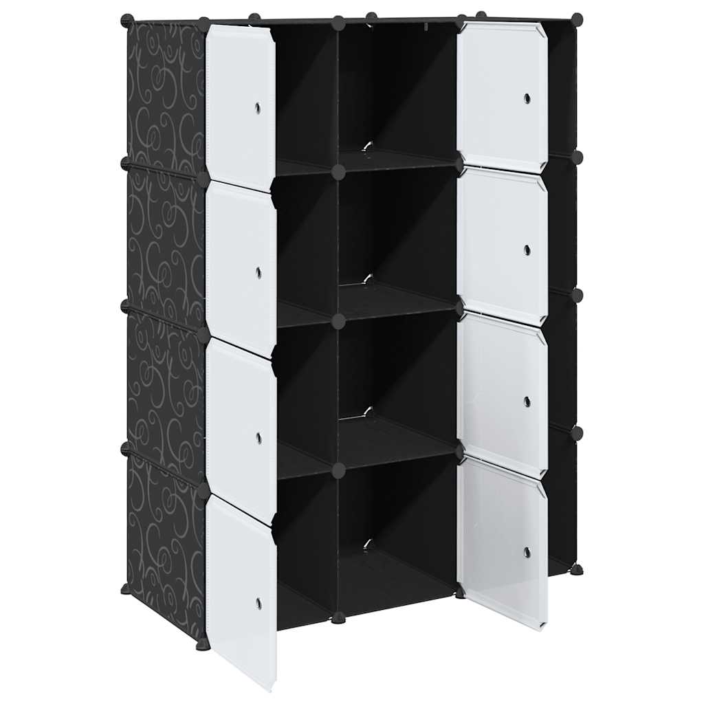 Modular Cabinet with 9 Compartments 109x36.5x143 cm Black and White