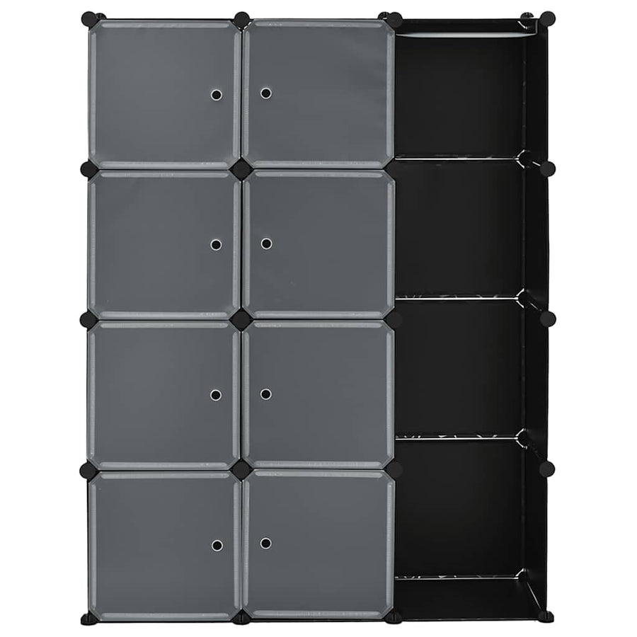 Modular Cabinet with 9 Compartments 109x36,5x143 cm Black and White