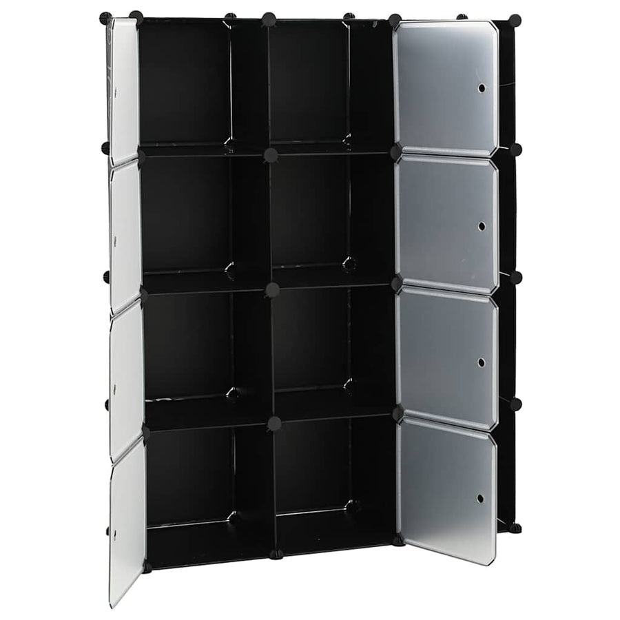 Modular Cabinet with 9 Compartments 109x36,5x143 cm Black and White