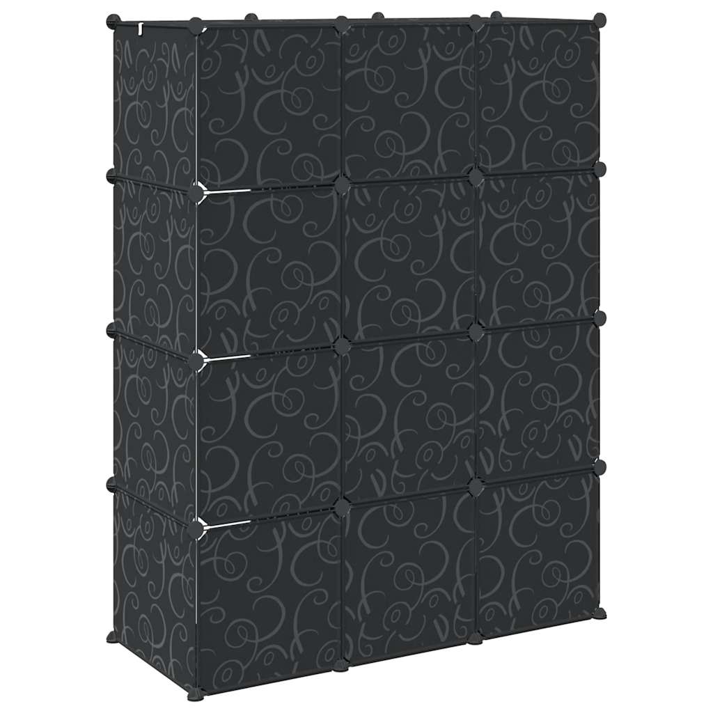 Modular Cabinet with 9 Compartments 109x36.5x143 cm Black and White