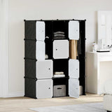 Modular Cabinet with 9 Compartments 109x36.5x143 cm Black and White