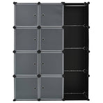 Modular Cabinet with 9 Compartments 109x36,5x143 cm Black and White