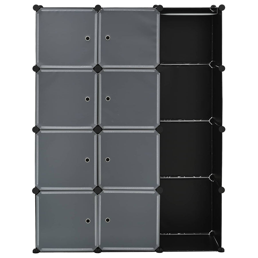 Modular Cabinet with 9 Compartments 109x36,5x143 cm Black and White