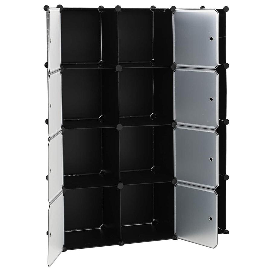 Modular Cabinet with 9 Compartments 109x36,5x143 cm Black and White