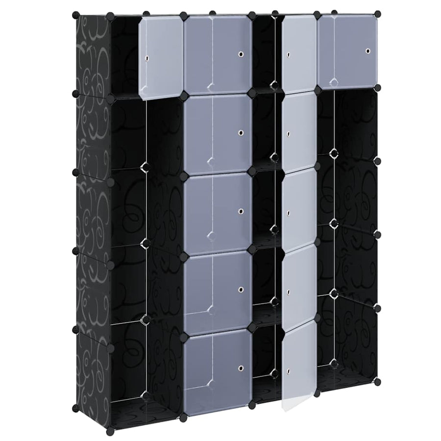 Modular Cabinet 14 Compartments Black and White 37x146x180.5 cm