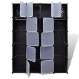 Modular Cabinet 14 Compartments Black and White 37x146x180.5 cm - Top-Down View