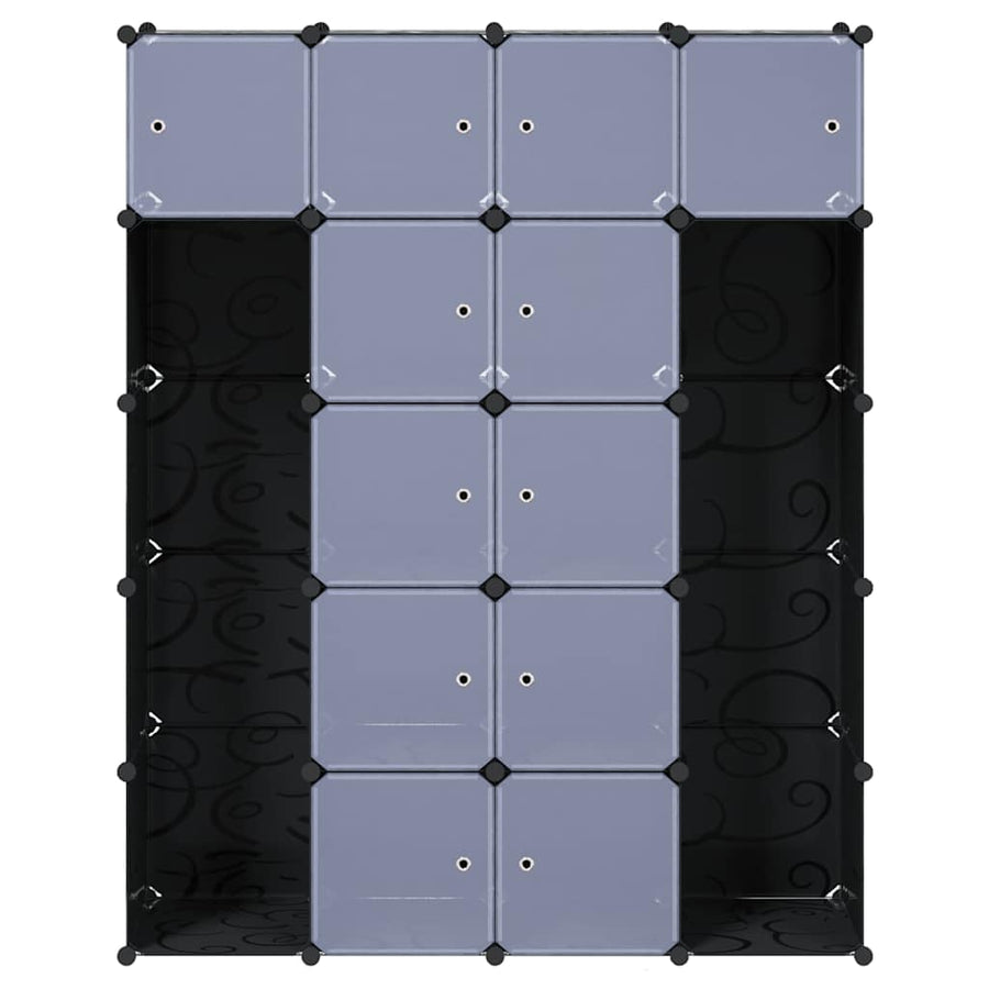 Modular Cabinet 14 Compartments Black and White 37x146x180.5 cm