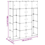 Modular Cabinet 14 Compartments Black and White 37x146x180.5 cm
