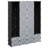 Modular Cabinet 18 Compartments Black and White 37x146x180.5 cm