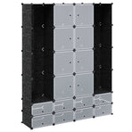 Modular Cabinet 18 Compartments Black and White 37x146x180.5 cm