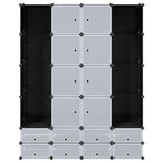 Modular Cabinet 18 Compartments Black and White 37x146x180.5 cm