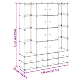 Modular Cabinet 18 Compartments Black and White 37x146x180.5 cm