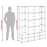 Modular Cabinet 18 Compartments Black and White 37x146x180.5 cm