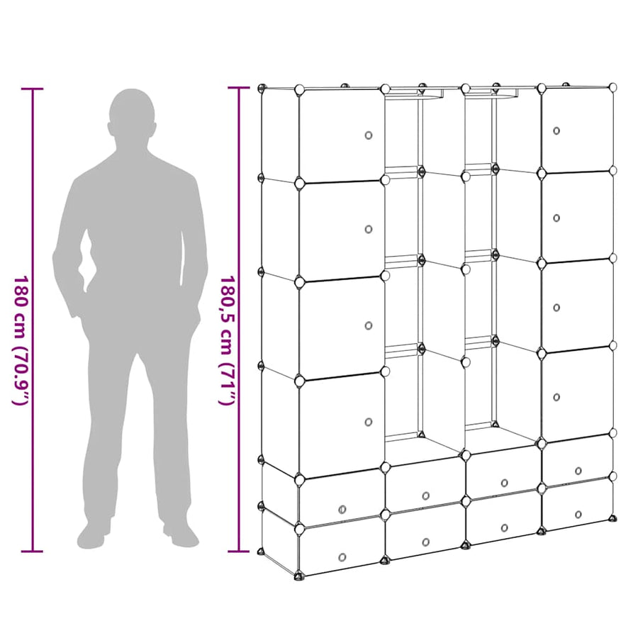 Modular Cabinet 18 Compartments White 37x146x180.5 cm