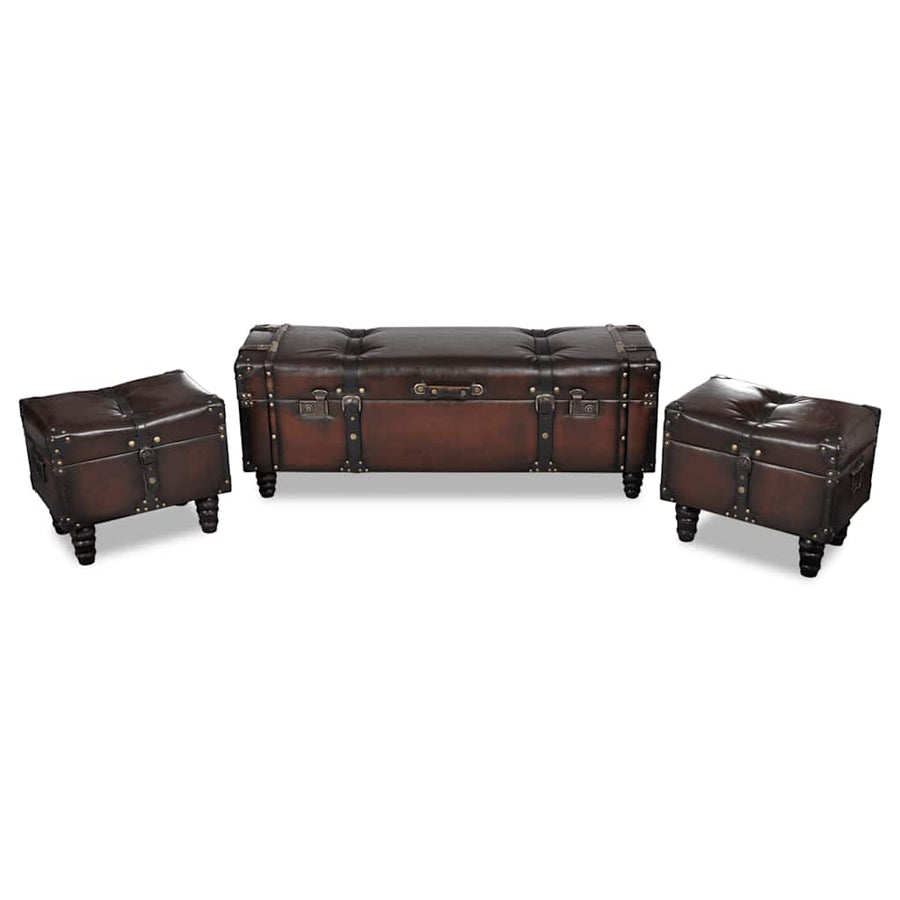 Storage Bench Set Brown 3 pcs