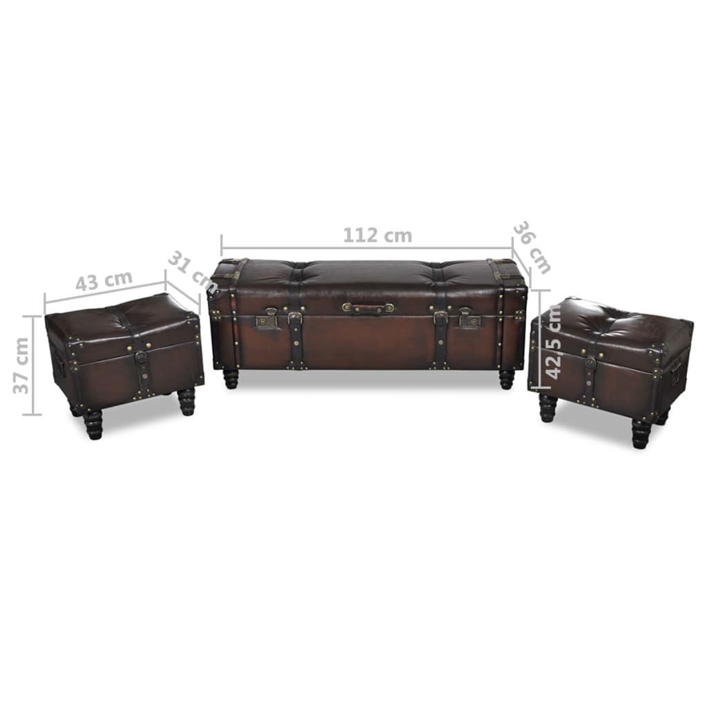 Storage Bench Set 3 pcs Brown