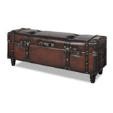 Storage Bench Set 3 pcs Brown - Rear View