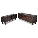 Storage Bench Set 3 pcs Brown