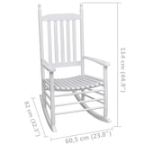 Rocking Chair with Curved Seat White Wood - 45-Degree Angle