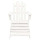 Garden Chair with Ottoman Wood White