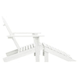 Garden Chair with Ottoman Wood White - Side View