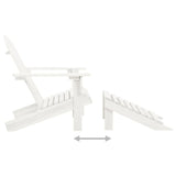 Garden Chair with Ottoman Wood White - Close-Up Angle