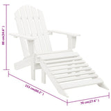 Garden Chair with Ottoman Wood White - Low Angle